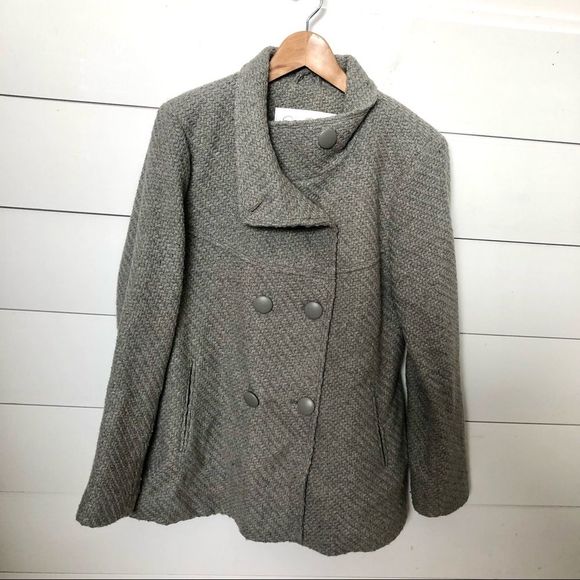 JESSICA SIMPSON Knit Pea Coat Double Button Front Size Large